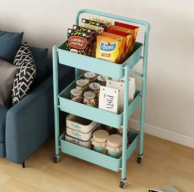 Multifunctional Movable Kitchen Storage Rack, Portable Three-layer Storage Rack, Multi-Functional Storage Rack Folding Trolley Multifunctional Movable Kitchen Storage Rack, Portable Three-layer Storage Rack, Multi-Functional Storage Rack Folding Trolley